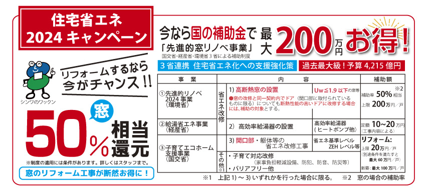 住宅省エネ2024ｷｬﾝﾍﾟｰﾝ　